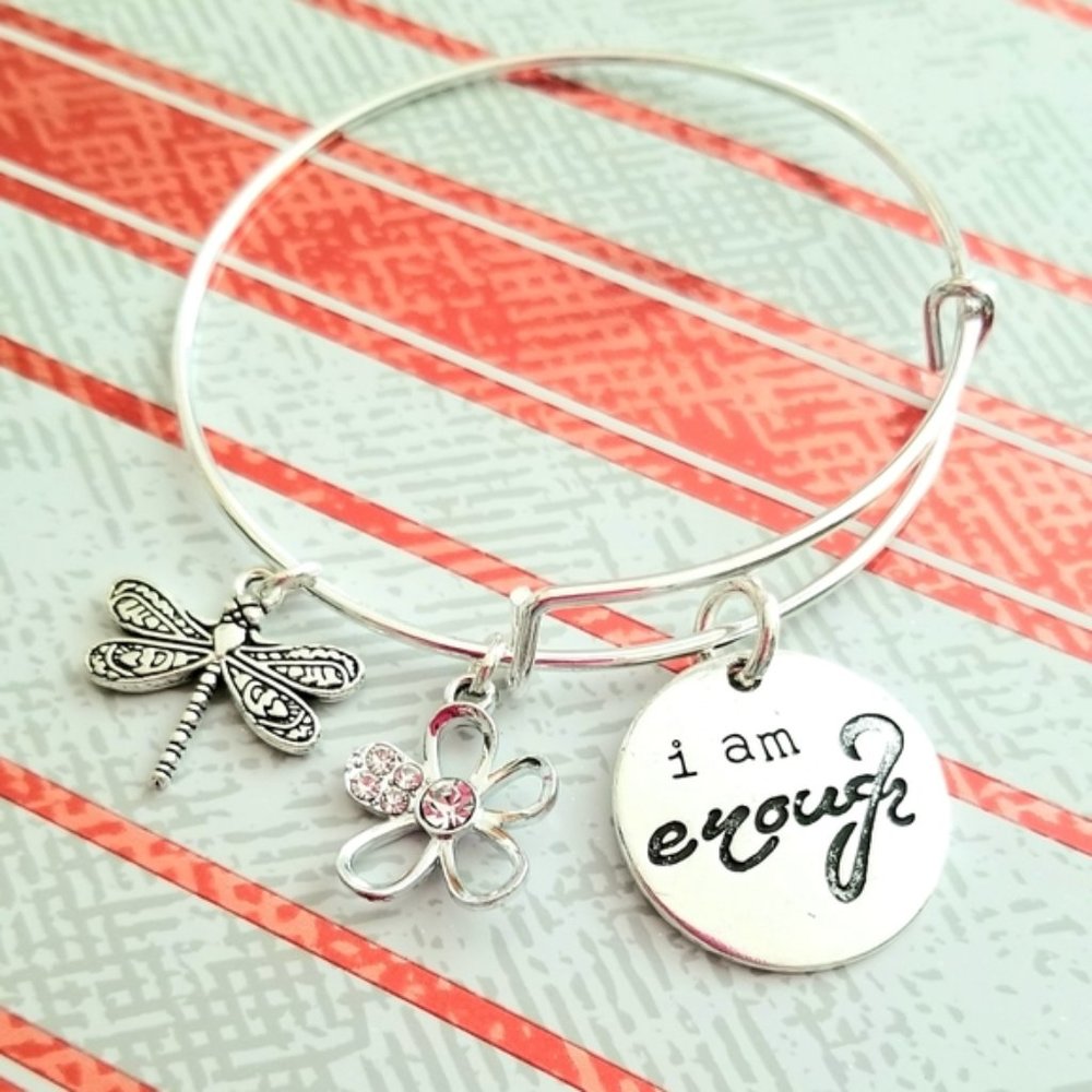 I Am Enough Charm Bracelet Inspirational Teen Women's Jewelry Healing Gift